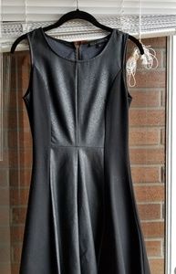 Black, vegan leather cocktail dress